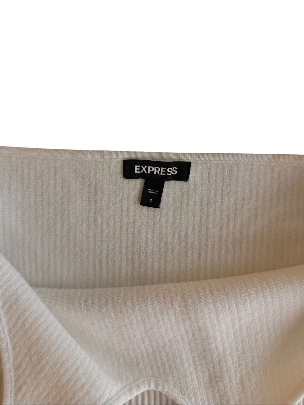 Express White/Cream Ribbed Halter Tank Top - Picture 3 of 3